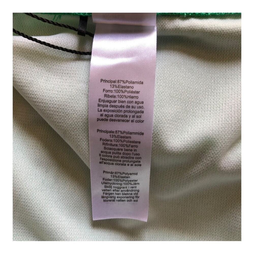 PrettyLittleThing Green Bead Detail Ruched Cut Out Plus Swimsuit Women’s Size 22 - Picture 9 of 15